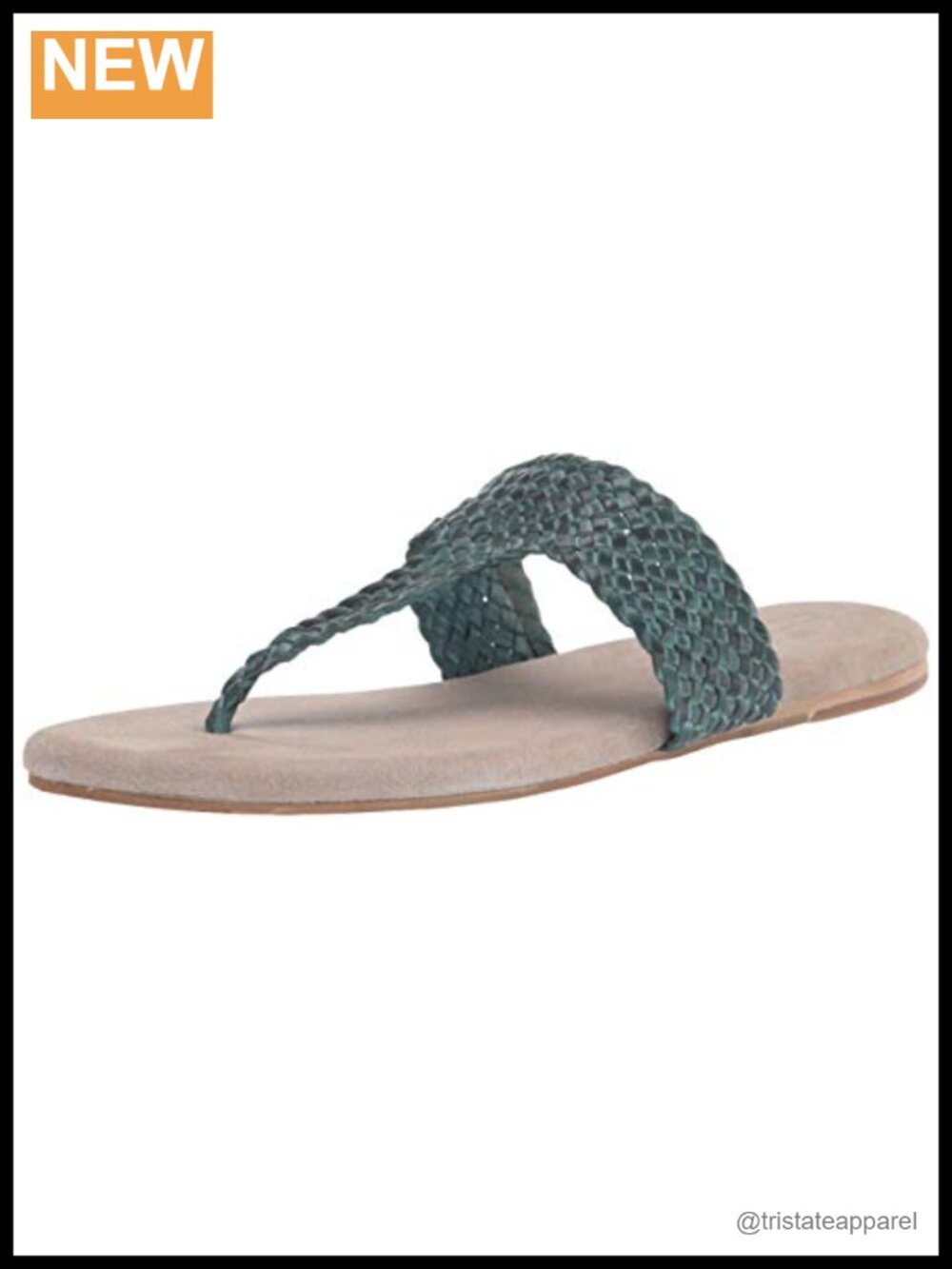 Woven Leather Thong Sandal Slip-On Flat Round Toe Padded Insole
